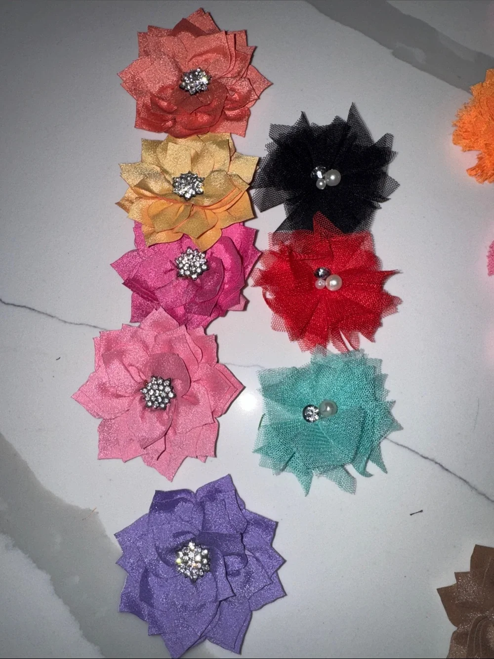 Assorted Fabric Flower Appliqués - Multicolor Set